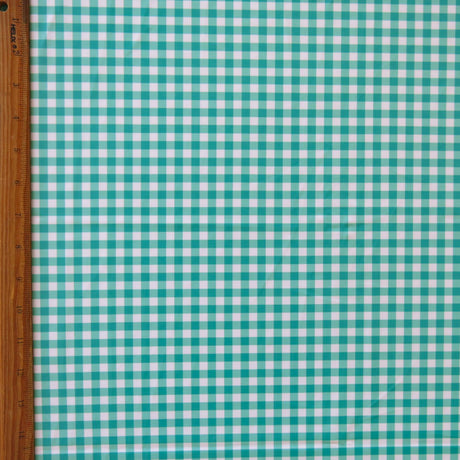 Poly Spandex Swimsuit Fabric Bermuda Green Gingham 4-Way Stretch