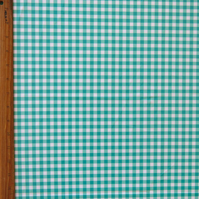 Poly Spandex Swimsuit Fabric Bermuda Green Gingham 4-Way Stretch