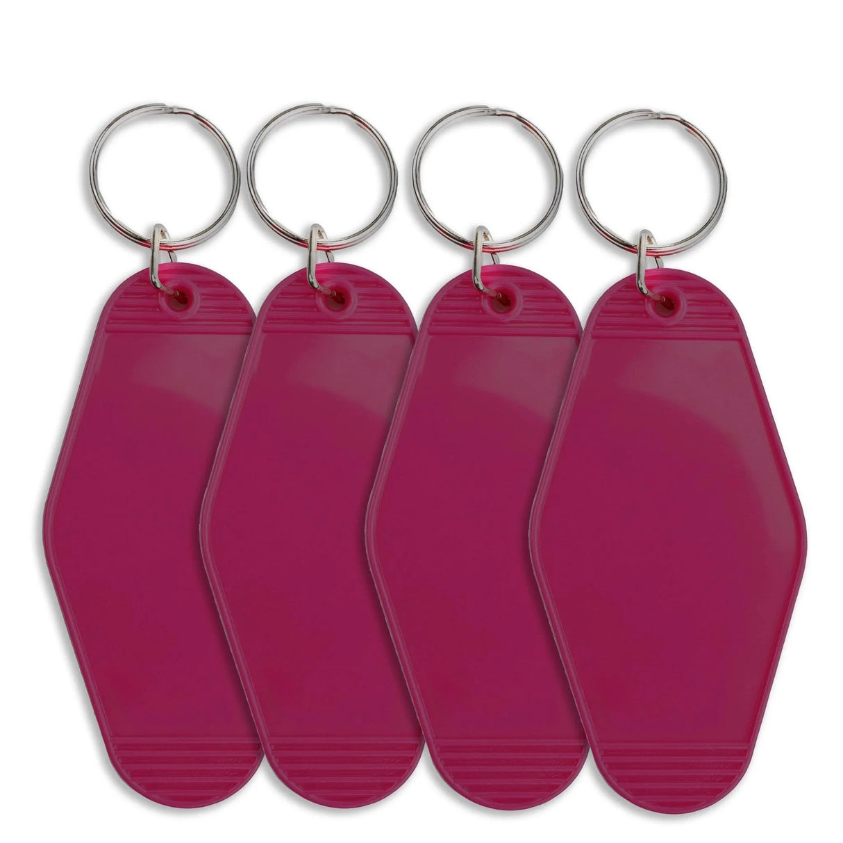Retro Motel Keychain with Silver Ring - Berry Red (4 per Set)