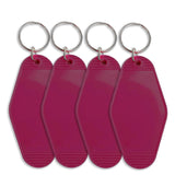 Retro Motel Keychain with Silver Ring - Berry Red (4 per Set)