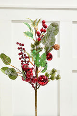 17” Berry Holly Pick - Green & Red