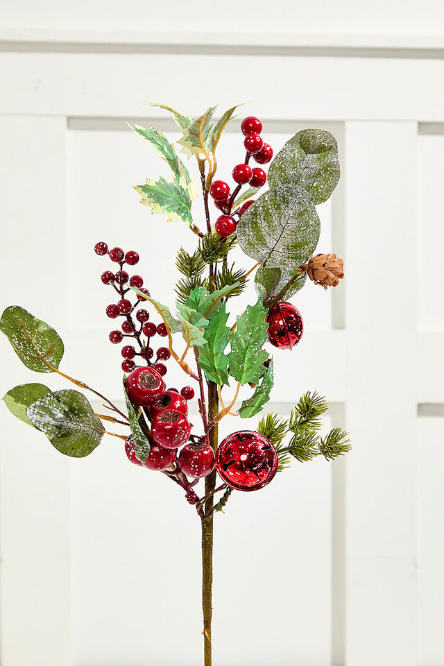 17” Berry Holly Pick - Green & Red