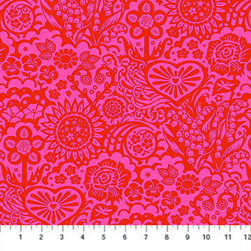 Cotton Print Fabric Big Heaven Valentine Yesterday 44/45"