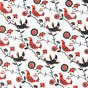 Athletic Jersey Knit Poly Spandex Bird Folk Print