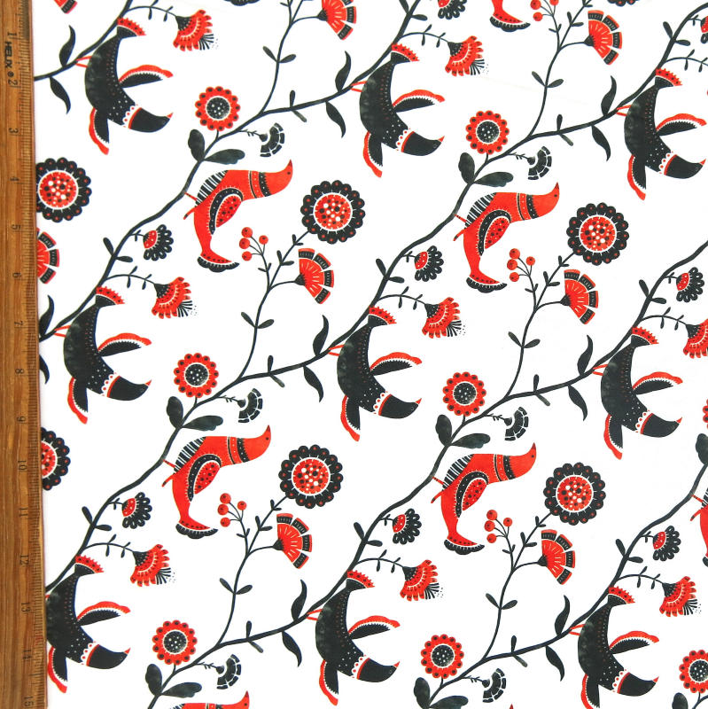 Athletic Jersey Knit Poly Spandex Bird Folk Print