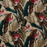 Bird Of Paradise Tropical Leaves Cotton Heavy Barkcloth Fabric - Black, Red, Beige, Tropical Leaves, 36" X 56" (1 Yard)
