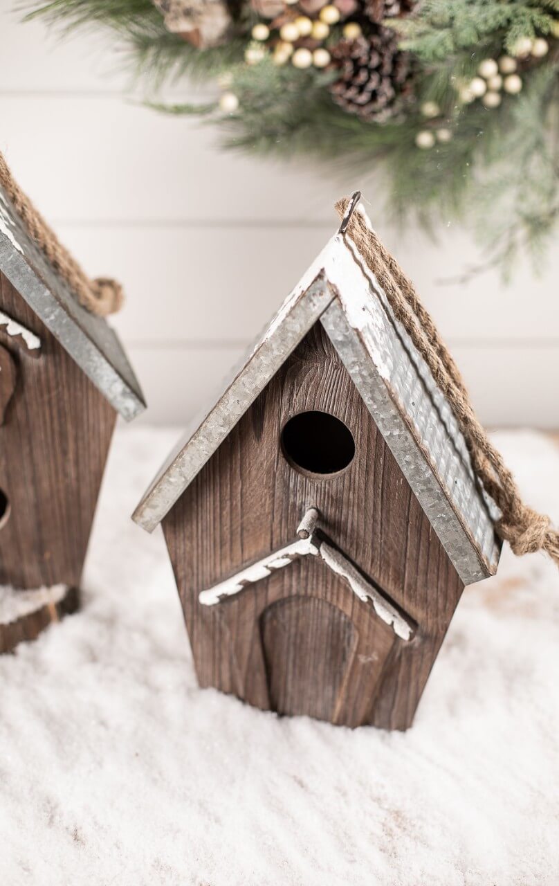 Wood Galvanized Metal Birdhouse
