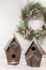 Wood Galvanized Metal Birdhouse