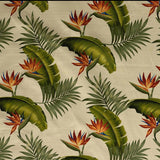 Cotton Print Birds of Paradise Palm Banana Leaf Upholstery Fabric