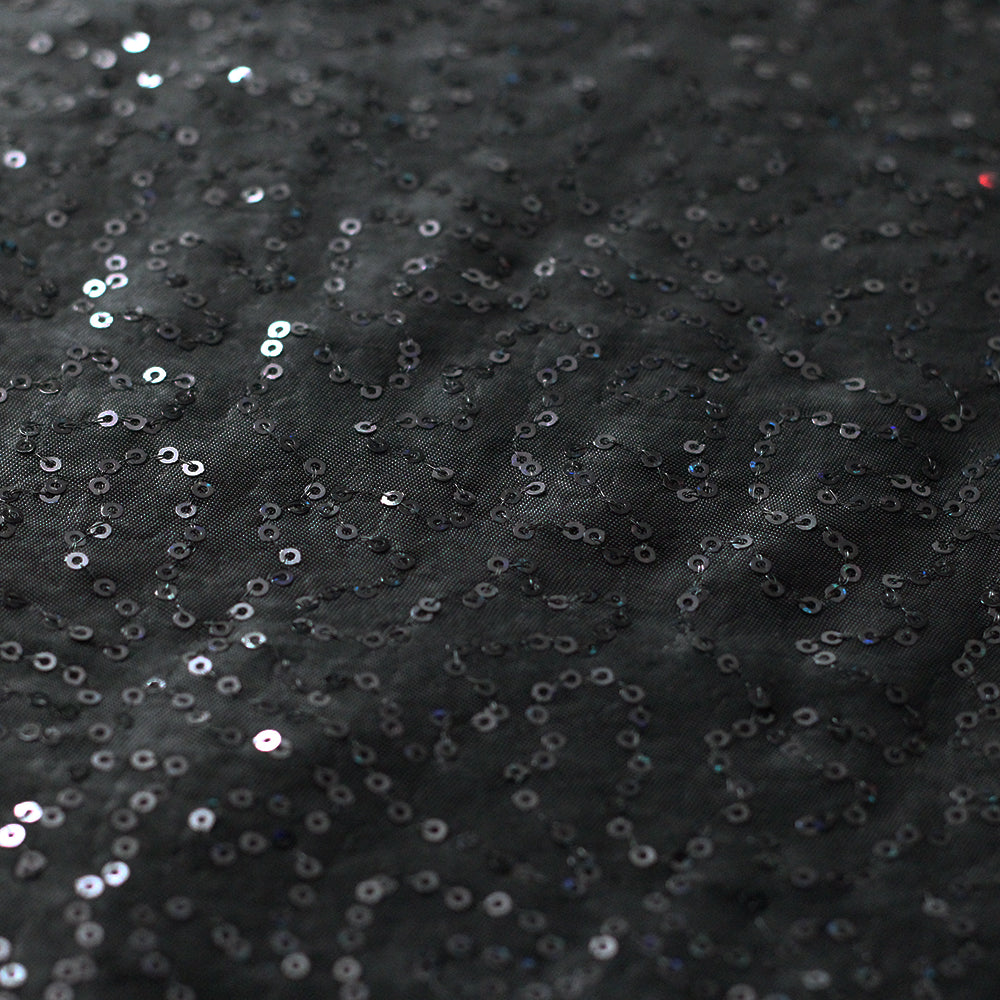 Glitzy Sequins Polyester Spandex Fabric - Multiple Colors, Round Sequins, 58/60" Width, 200 GSM (1 Yard)