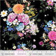Cotton Print Black Bountiful Bouquets Midnight Blooms Fabric 44/45"