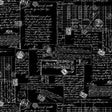 Black Calligraphy Cotton Wideback Fabric
