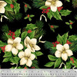 Cotton Fabric Black Christmas Blooms Wideback 108"