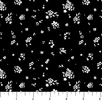 Cotton Print Black Ditsy Ink and Earth Fabric 44/45" Wide