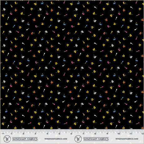 Cotton Print Black Floret Midnight Blooms Fabric