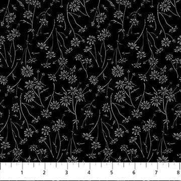 Cotton Print Black Gray Nature's Sketchbook Fabric 44/45"