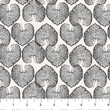 Cotton Fabric Black Leafy Ink and Earth 44/45