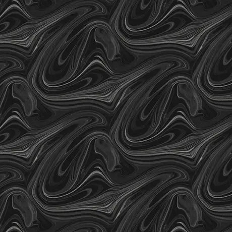 Cotton Print Black Marble Virtuoso Fabric 44/45