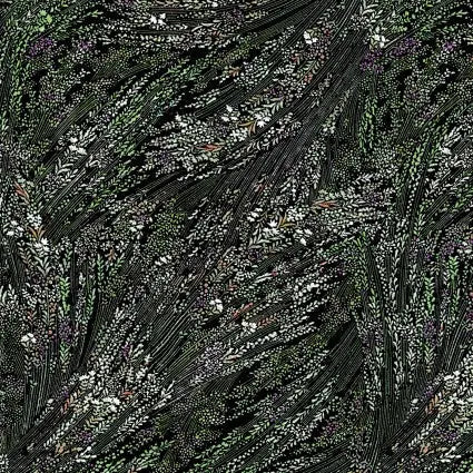 Cotton Wideback Fabric Black Meadow Breeze 108"