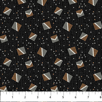 Cotton Flannel Fabric Black Multi Sm Block Toss