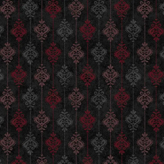 Cotton Damask Stripe Fabric Black 43/44"