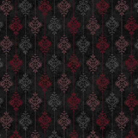 Cotton Damask Stripe Fabric Black 43/44"