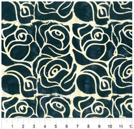 Cotton Wideback Fabric Black Roses 108"