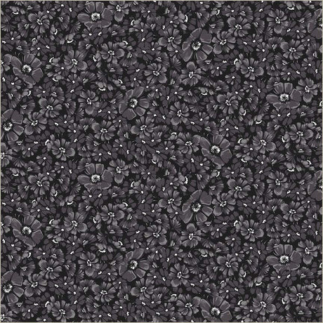 Cotton Print Black Verona Allegra Blooms Fabric 44/45"