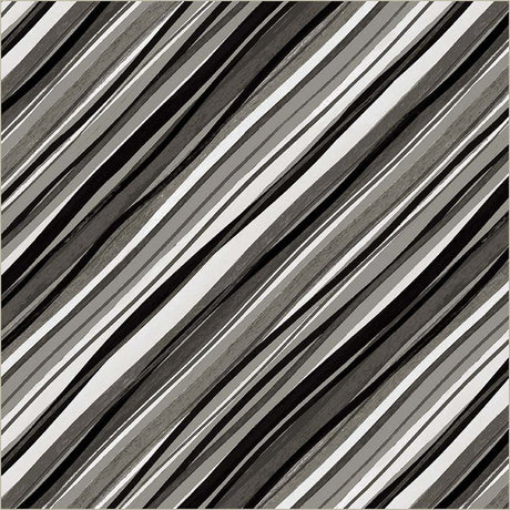Cotton Print Black Verona Painted Stripe Fabric