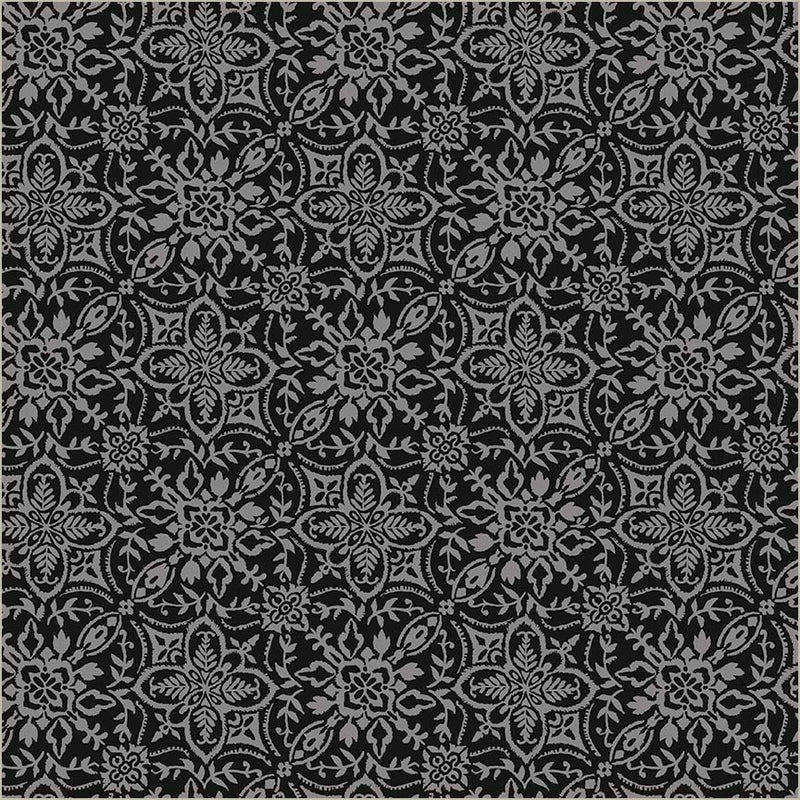 Cotton Fabric Black Verona Tiling 44/45"