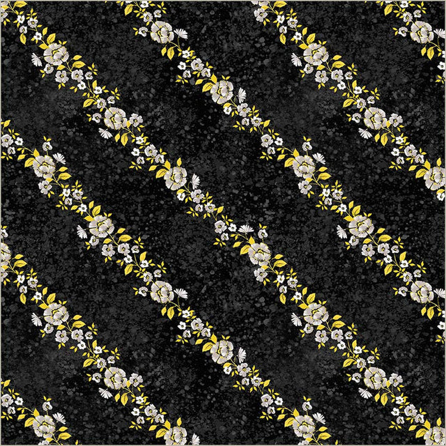 Cotton Print Black Verona Verita Vine Fabric