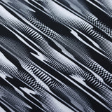 Optic Wave Polyester Spandex Fabric - Black/White Marble, 58/60" Width (1 Yard)