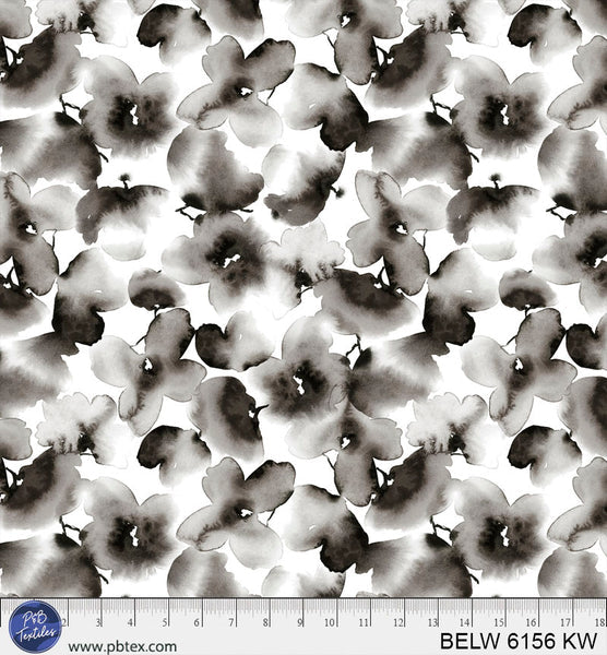 Cotton Wideback Fabric Black White Floral Butterfly Belle 108"