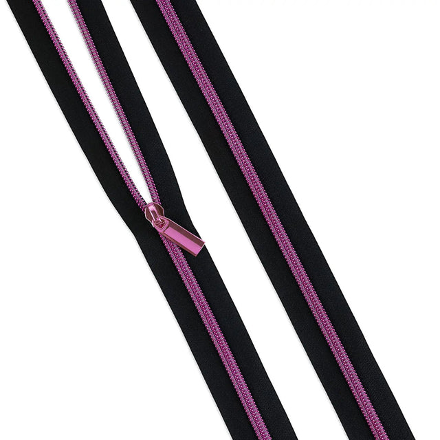 Black #5 Nylon Coil Zipper 3 Yards, 9 Pulls