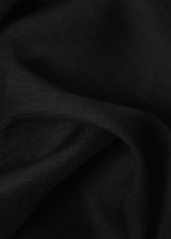 1 Yard Softened Black Linen Fabric Lightweight Solid 58 Inches Wide for Apparel and Home Décor