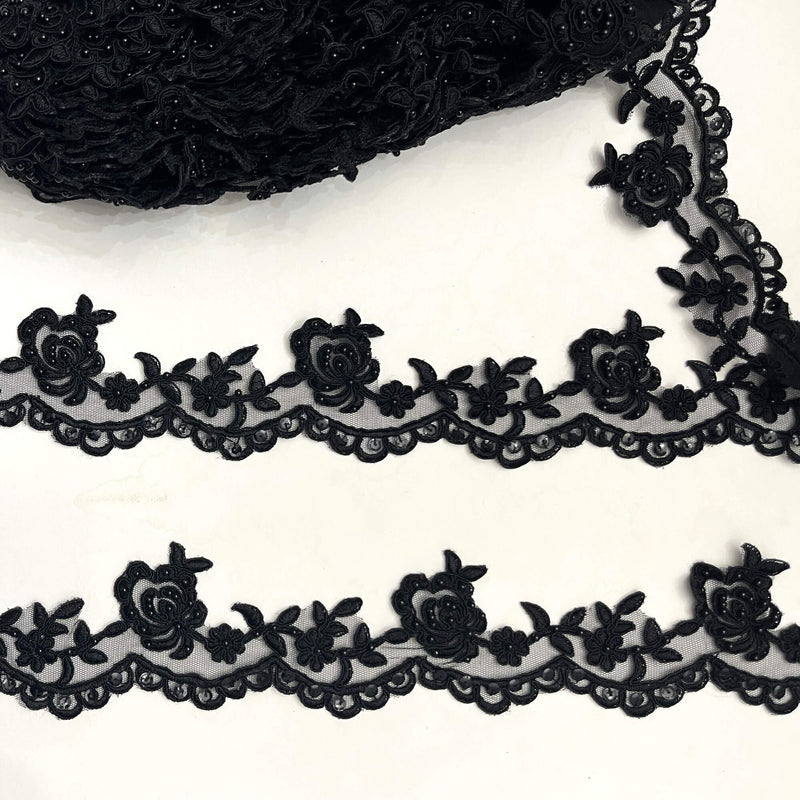 Beaded Corded Lace Trim