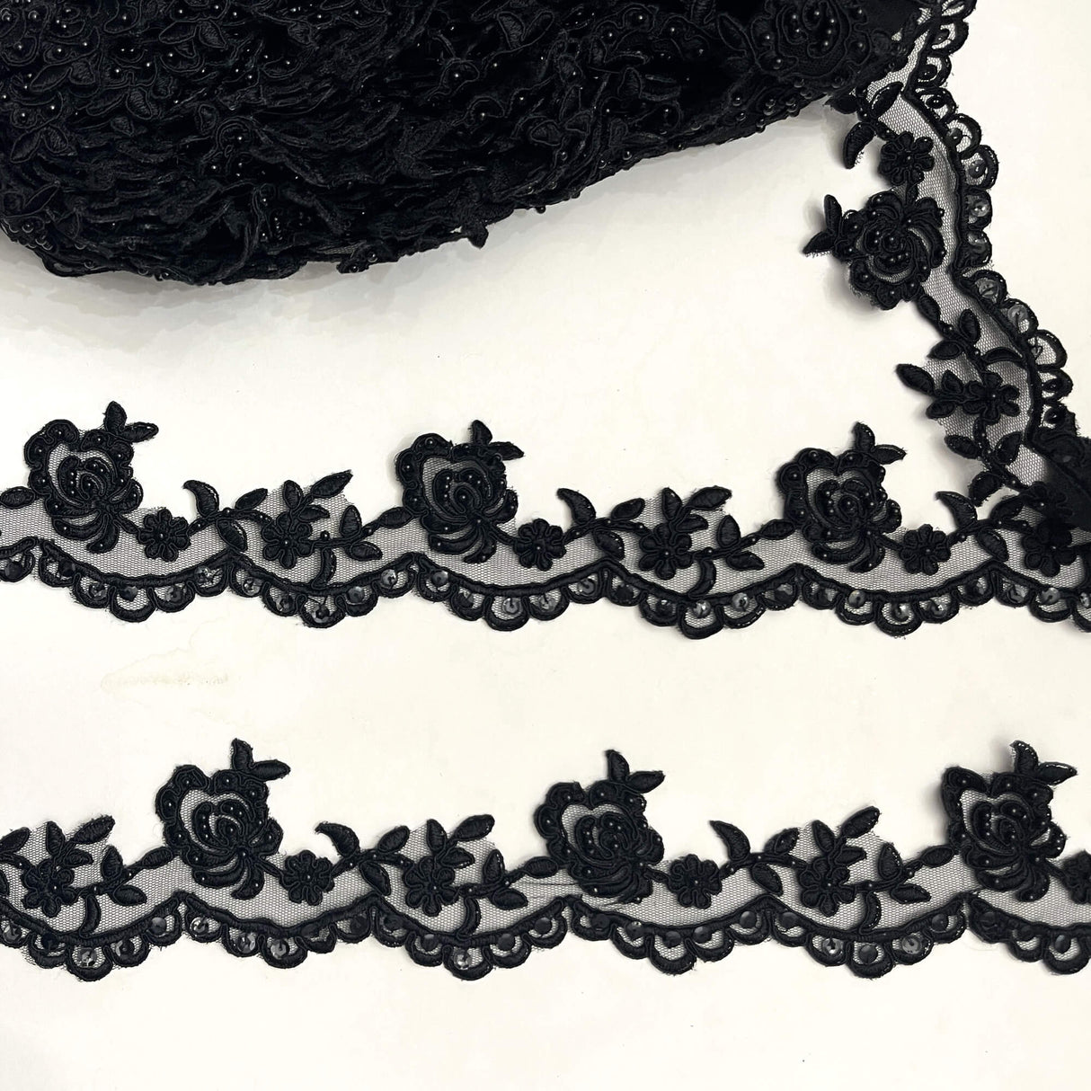 Beaded Corded Lace Trim