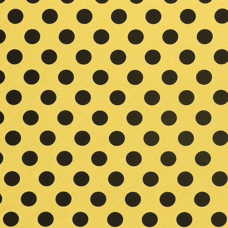 Swim Knit Nylon Spandex Black Polka Dots on Yellow