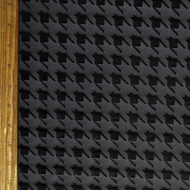 Athletic Jersey Knit Black Foil Houndstooth 34 Remnant