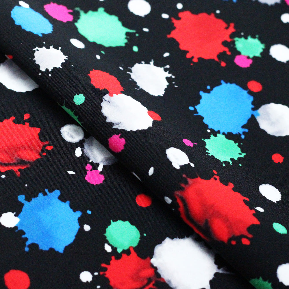 Foxy Lady Dots Nylon Spandex Fabric - Multiple Colors, Paint Splatter Dots, 58/60" Width (1 Yard)