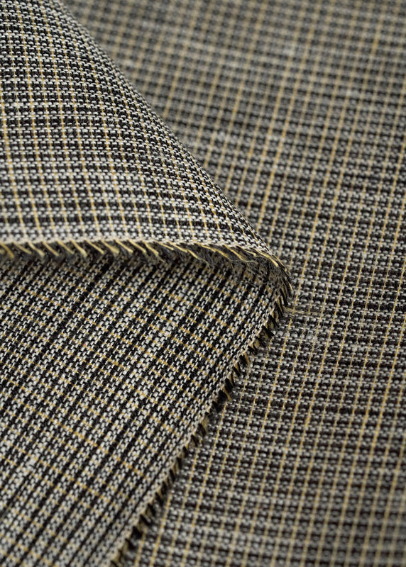 1 Yard Exceptional Irish Pure Linen Black Tweed Stripe Fabric 62"/60" Width