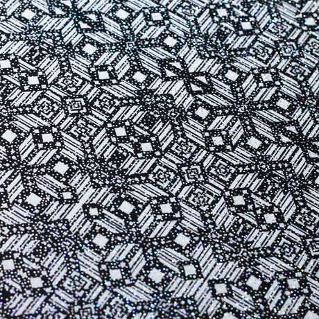 Splice And Dice Polyester Spandex Fabric - Black And White Geometric, 58/60" Width (1 Yard)