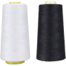 1 Pack of 6000 Yard Black white Spools Sewing Thread All Purpose 100% Spun Polyester Overlock Cone