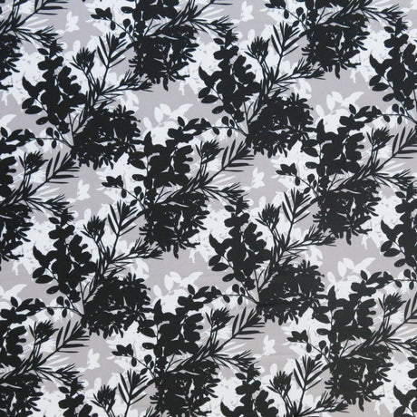 Swim Knit Poly Spandex Black and White Floral Bunches