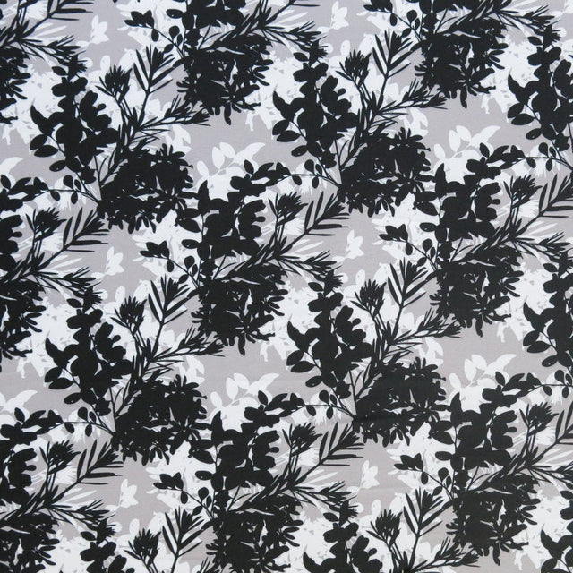 Swim Knit Poly Spandex Black and White Floral Bunches