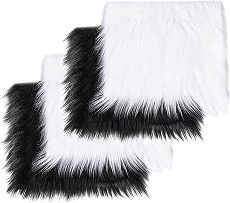 Faux Fur Fabric Squares White Black Pack