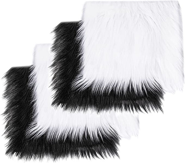 Faux Fur Fabric Squares White Black Pack