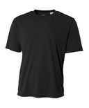A4 N3142 Cooling Performance Crew Micro Poly Interlock Fabric - Black, Moisture Wicking, Sun Defense (1 Piece)