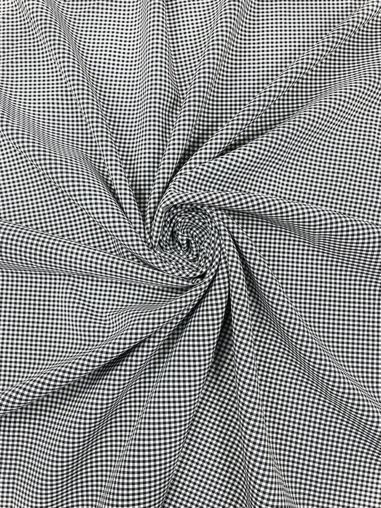 Gingham 1/8 Squares Polyester Poplin Fabric - Checkered Gingham, 60" Width (1 Yard)