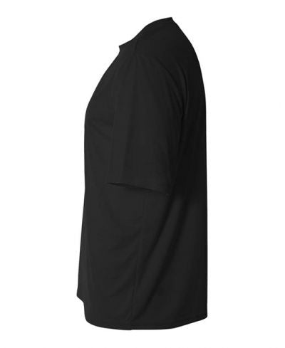 A4 N3142 Cooling Performance Crew Micro Poly Interlock Fabric - Black, Moisture Wicking, Sun Defense (1 Piece)